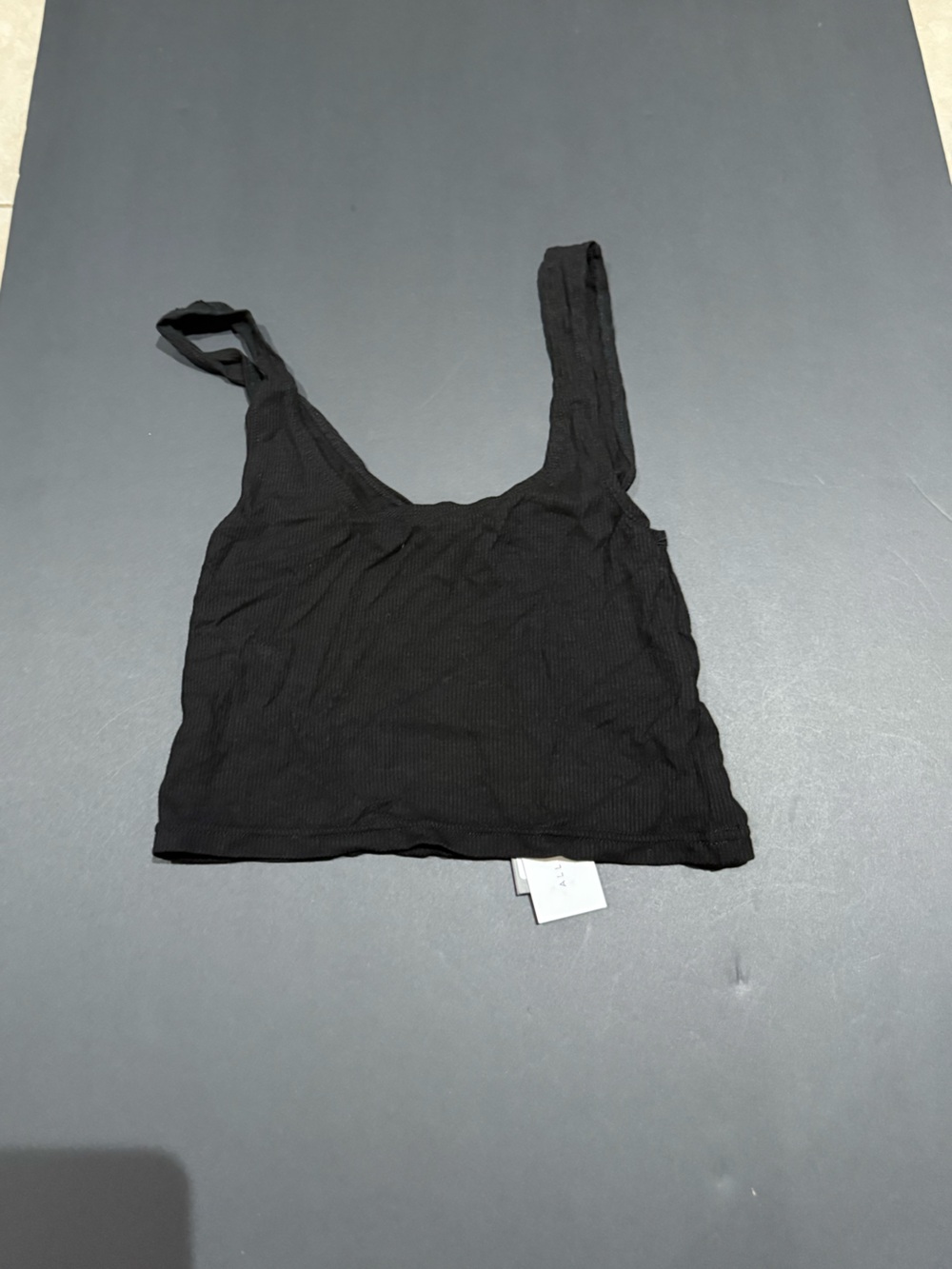 Women's Black Ribbed Crop Tank Top